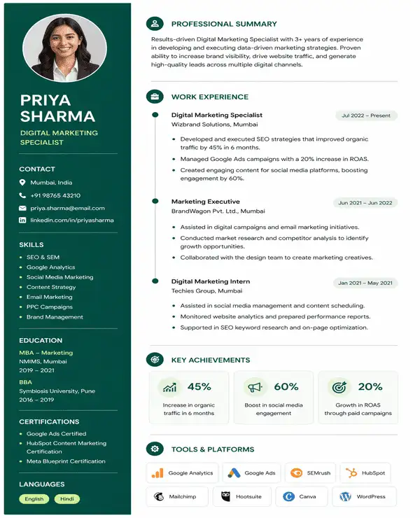 Pulse resume template