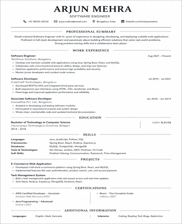 Heritage resume template