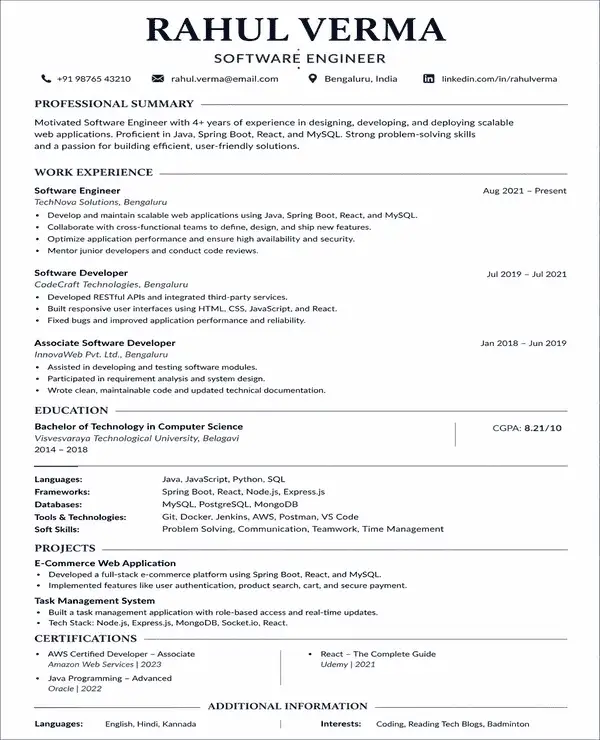 Imperial resume template
