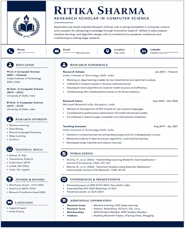 Scholar resume template