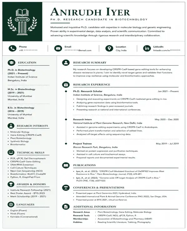 Thesis resume template