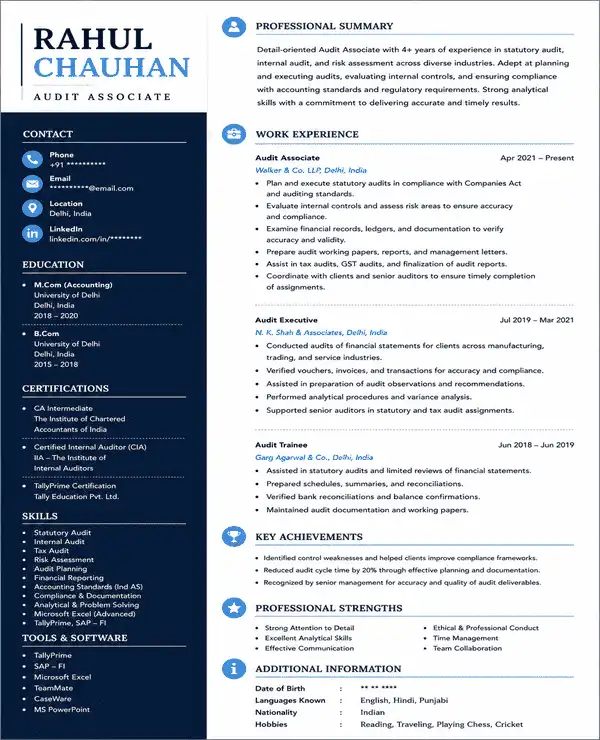 Audit resume template