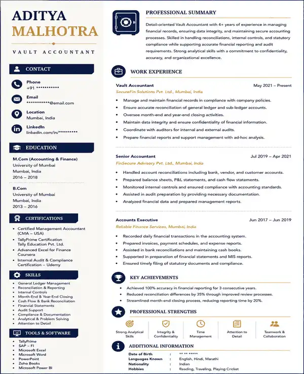 Vault resume template
