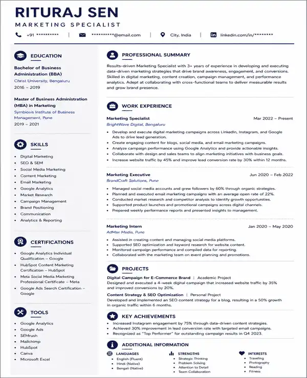 ATS Core resume template