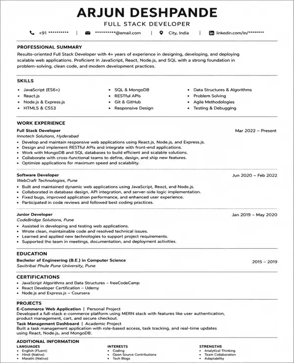 ATS Linear resume template