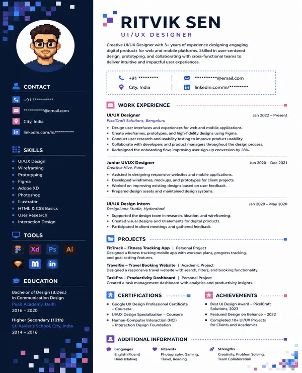 Pixel resume template