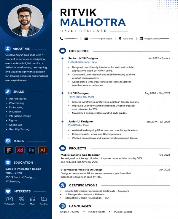 Studio resume template
