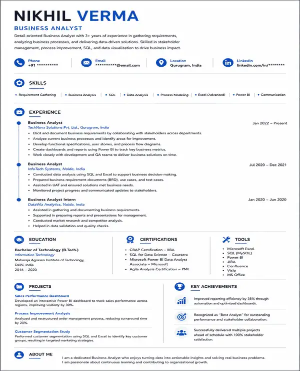 Brief resume template