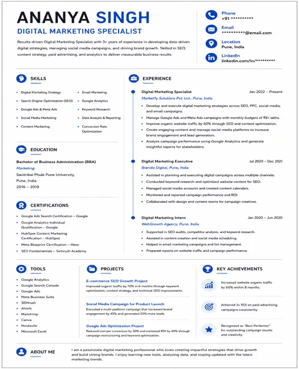 Prime One resume template