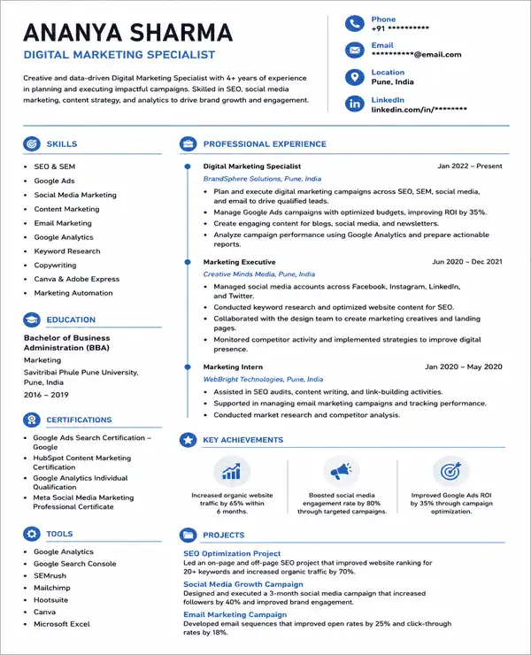 QuickFit resume template