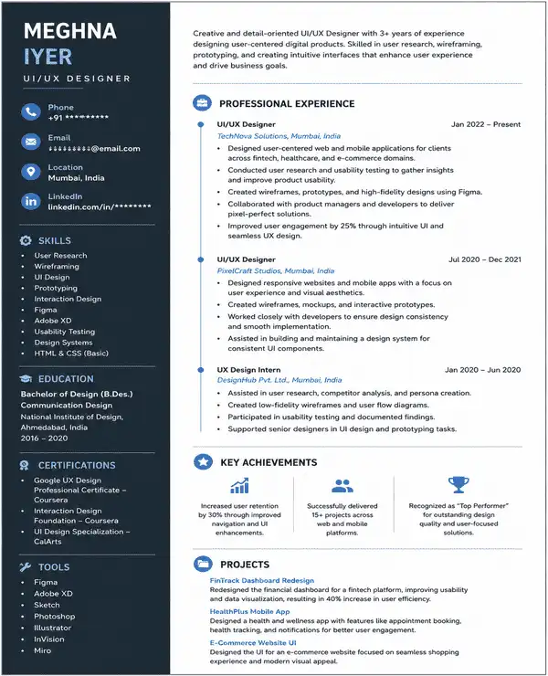 Single Edge resume template