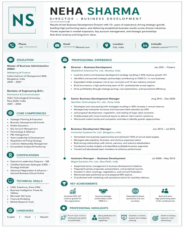Director resume template