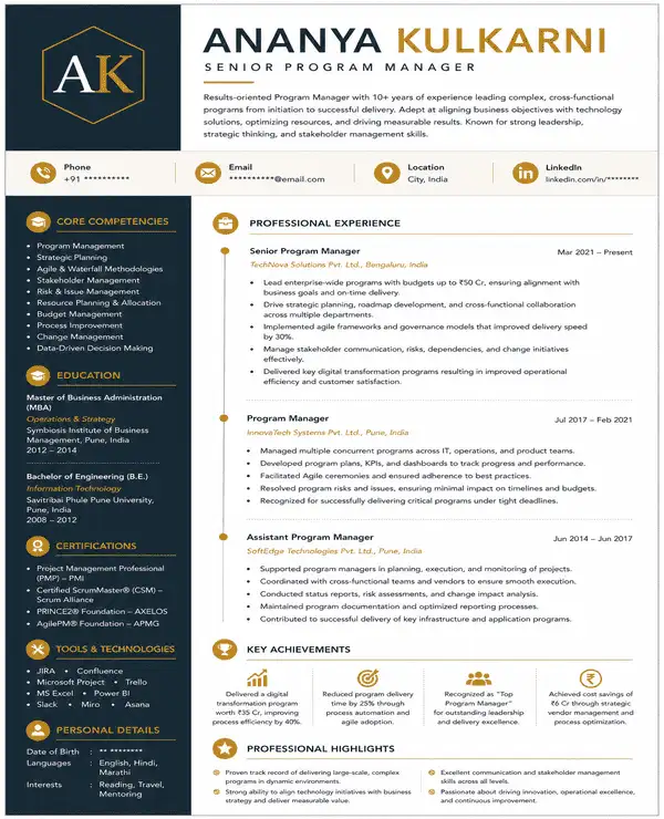 Prime resume template