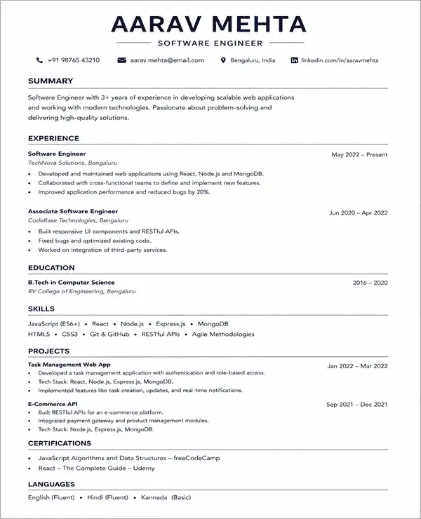 Clean resume template