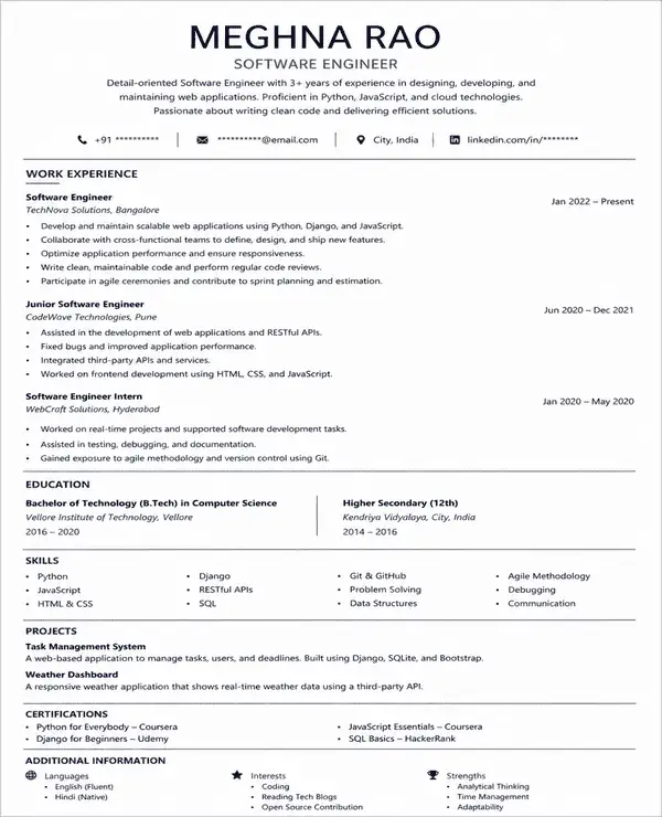 Core resume template