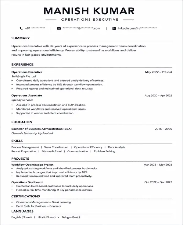 Crisp resume template