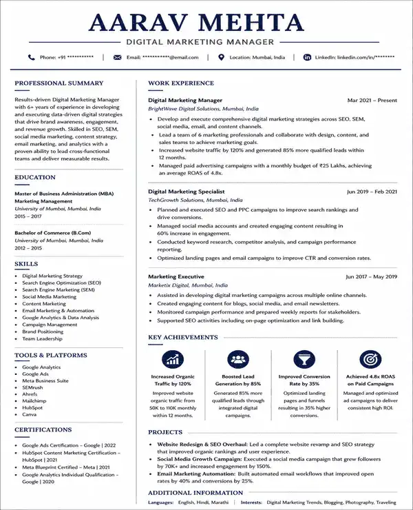 Monarch resume template