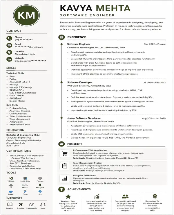 Flex Column resume template