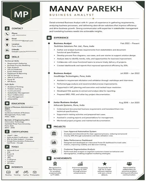 FrameX resume template