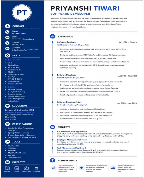 Sideframe resume template