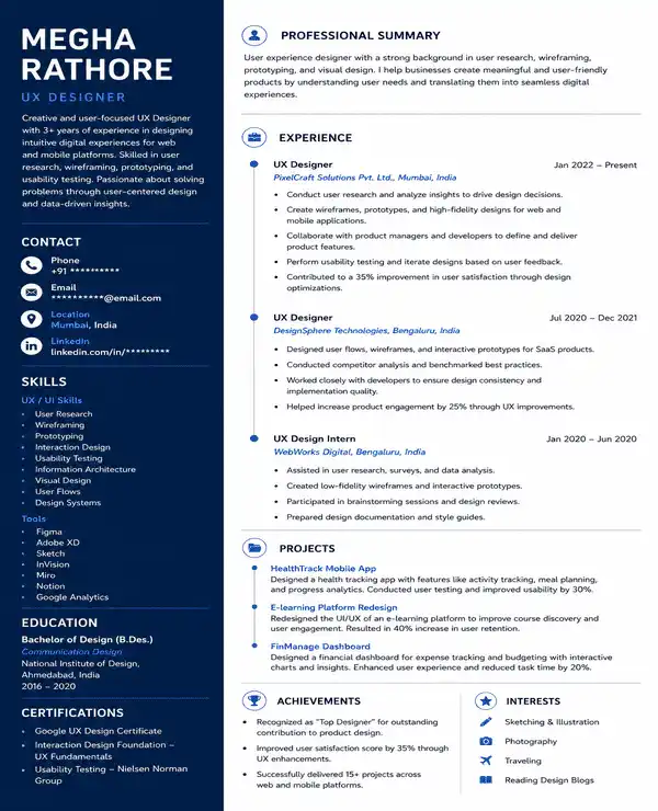 Split resume template