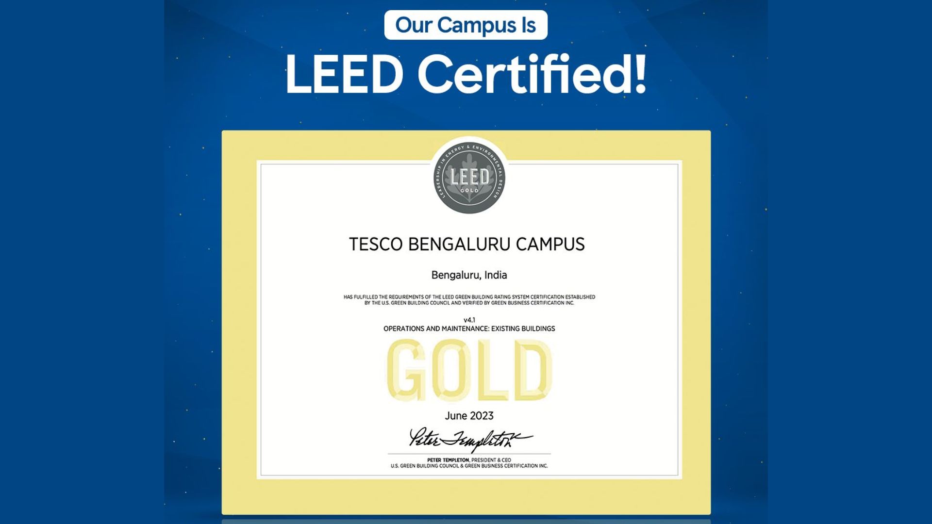 Leadership in Energy and Environmental Design Gold Certified Campus Section Image